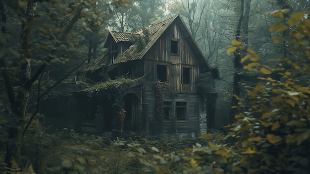 森の中の放棄された家
