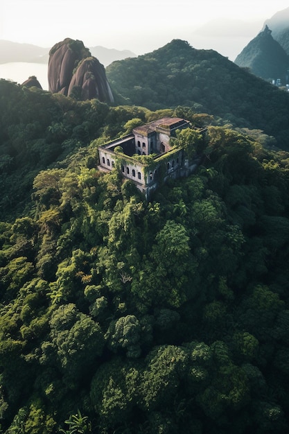 An abandoned house on a mountain