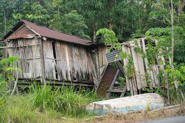 Abandoned house waiting to tumble to the ground selective focus points