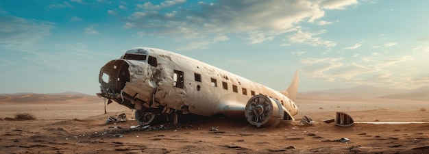 Photo abandoned jet plane resting on deserted terrain