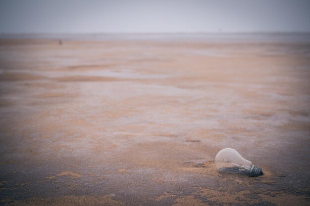 Foto lampadina abbandonata sulla spiaggia