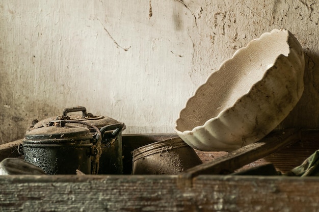 Abandoned objects against the wall