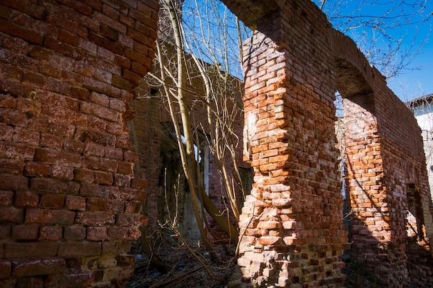 Abandoned old ruined building in the countryside, grunge.