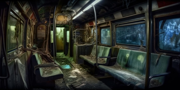 Abandoned old train in the city