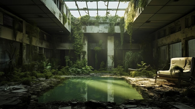 Photo abandoned pool a photorealistic rendering of rotting brutalism