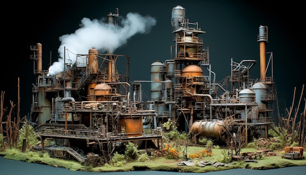 Abandoned refinery diorama photography