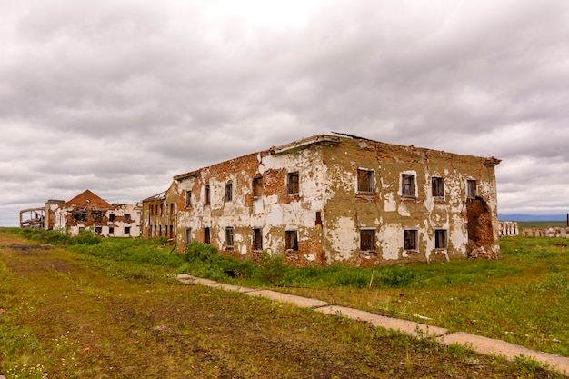 An abandoned ruined city in the tundra of the North of Komi Russia