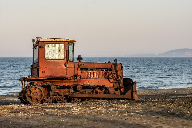 Photo abandoned ship at sea shore against sky