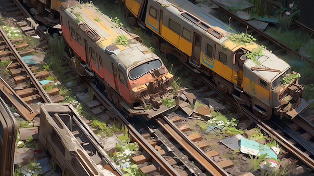 Abandoned sprinters blocks on a decaying cinder track wallpaper