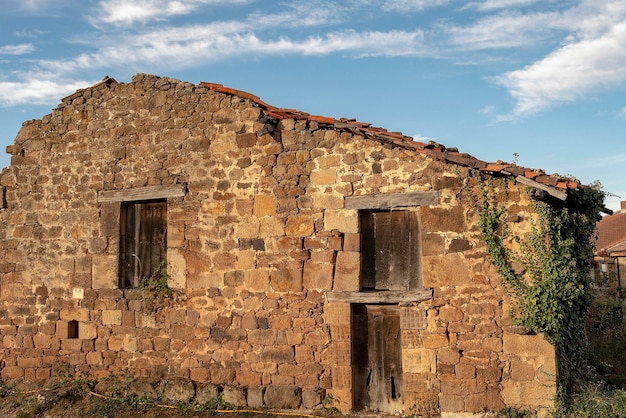 Abandoned stone house in the rural town of rucandio de valderredible