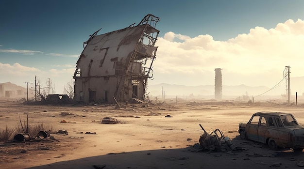 Abandoned structures in a wasteland