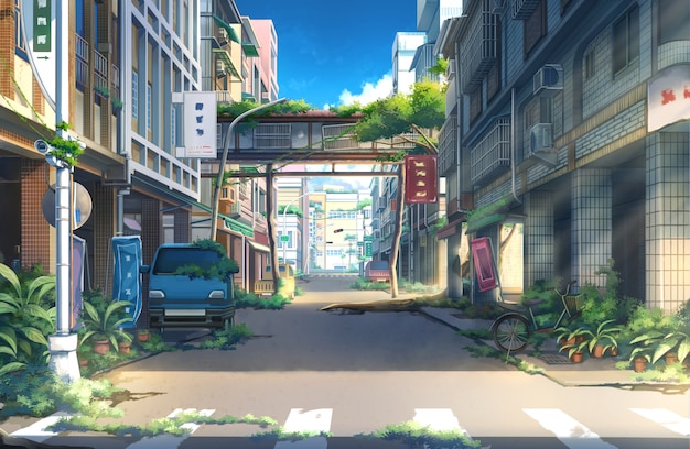 Anime city natural house street rooms HD phone wallpaper  Peakpx