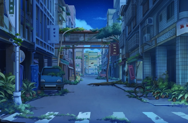 Anime street scenic buildings bicycle Anime HD wallpaper  Peakpx