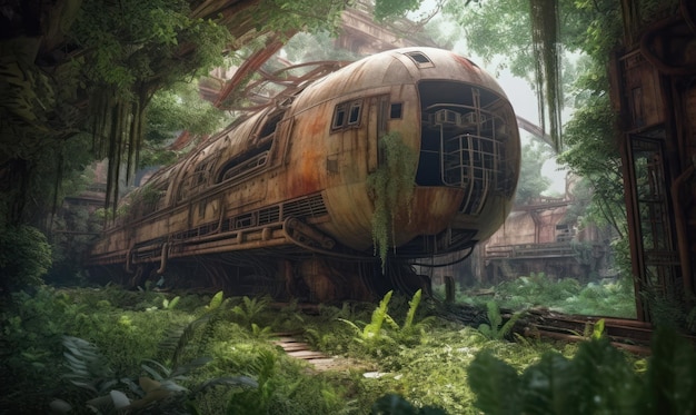 An abandoned train in the jungle