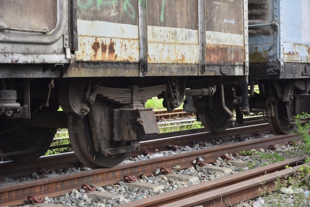 Abandoned train on railroad track