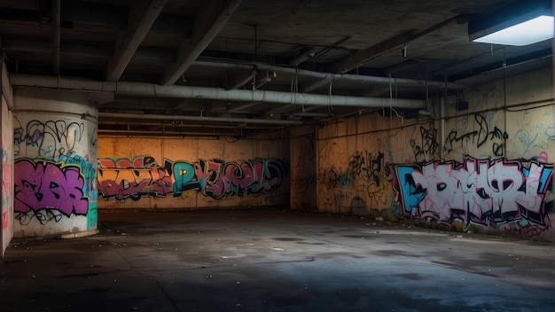 abandoned tunnel showcasing vibrant graffiti art on the walls