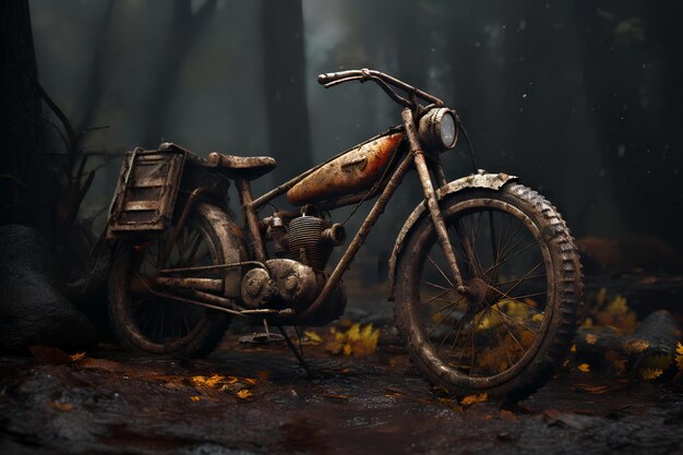 Abandoned vintage bike hidden in the wilderness