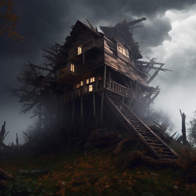 Photo abandoned wooden house