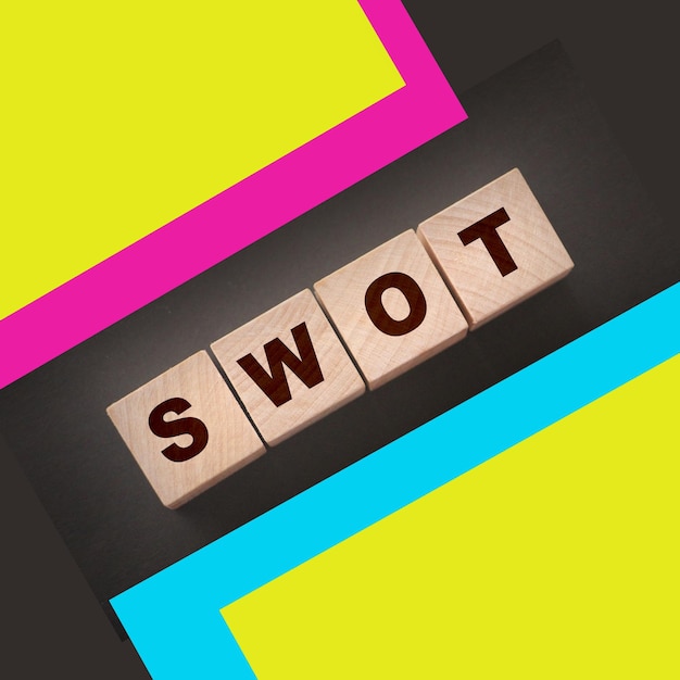 Abbreviation SWOT on wooden cubes Business analysis concept