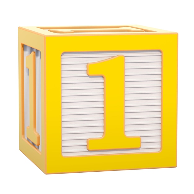 ABC alfabet houten blok met nummer 1 3D-rendering