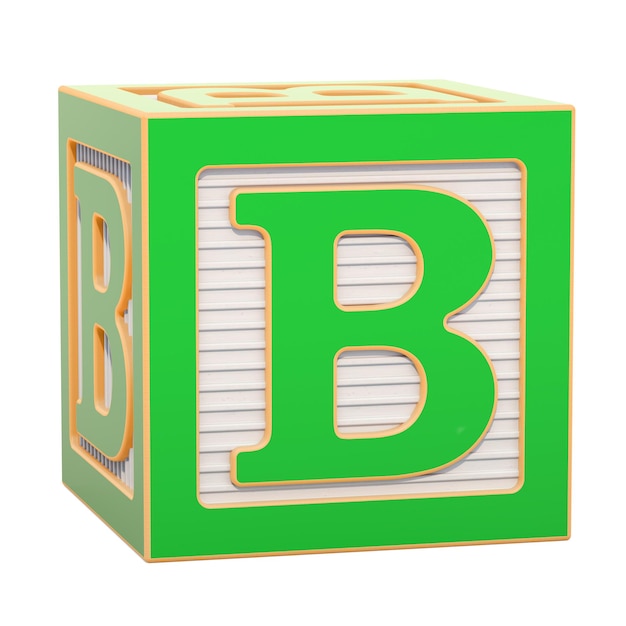 B 문자 3D 렌더링이 있는 ABC 알파벳 나무 블록