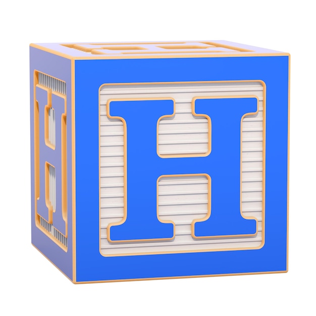 ABC Alphabet Wooden Block with H letter 3D rendering