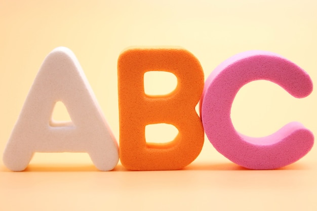 ABC first letters of the English alphabet close up. Learning foreign language.