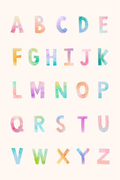 Photo abc font set illustration vector pastel playful