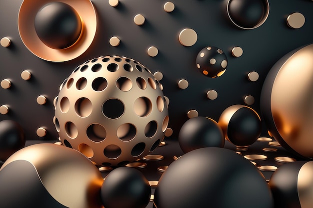 Abctract matte spheres on dark background AI Generation