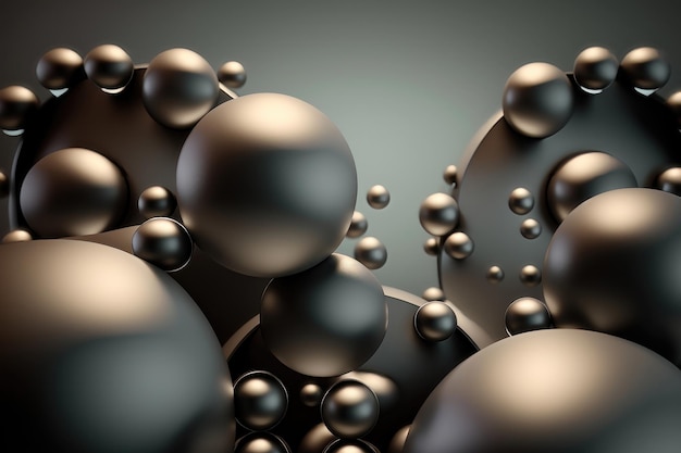 abctract matte spheres on dark background ai generation