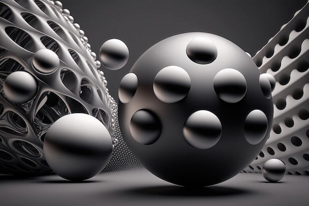 Abctract matte spheres on dark background AI Generation