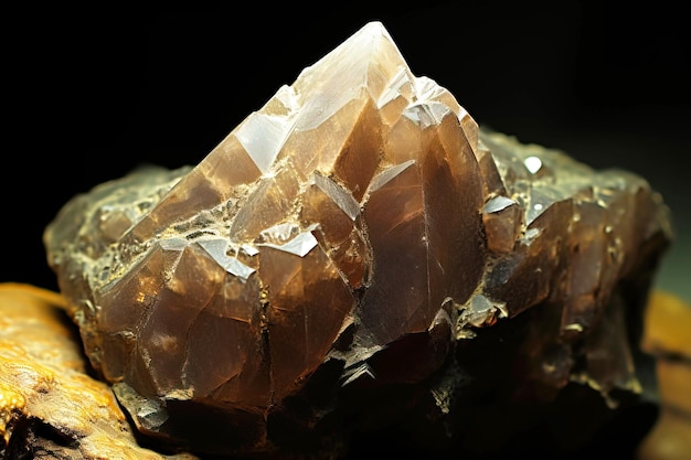 AbenakiiteCe is a rare precious natural stone on a black background AI generated Header banner