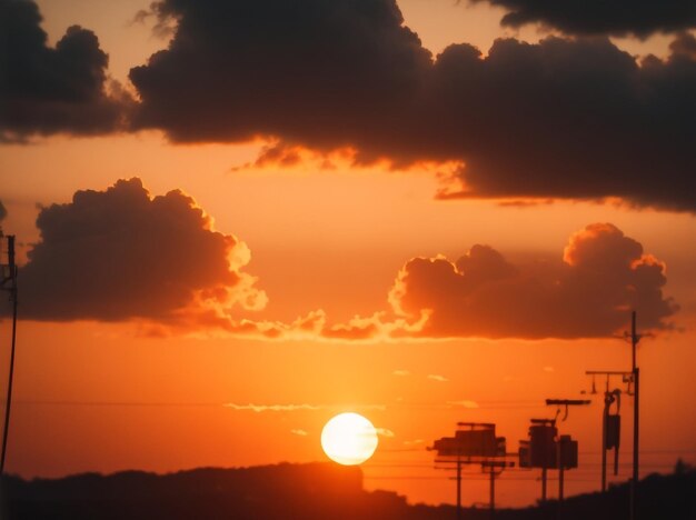 Ablaze in amber captivating sunset sky with radiant orange colors