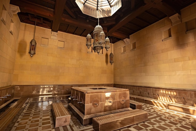 The Ablution room inside the Sultan Qaboos Grand Mosque interior details Muscat Oman