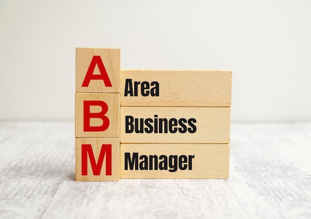 ABM gebied business manager symbool Concept woorden ABM gebied business manager op houten blokken