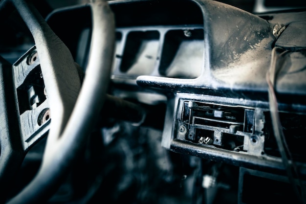 Photo abondoned ol car dashboard