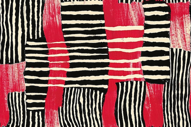 Aboriginal patroon met rode strepen en zwarte lijnen