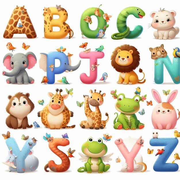 Photo about a stunning and cute alphabet az with animals that presentative of it made for kids