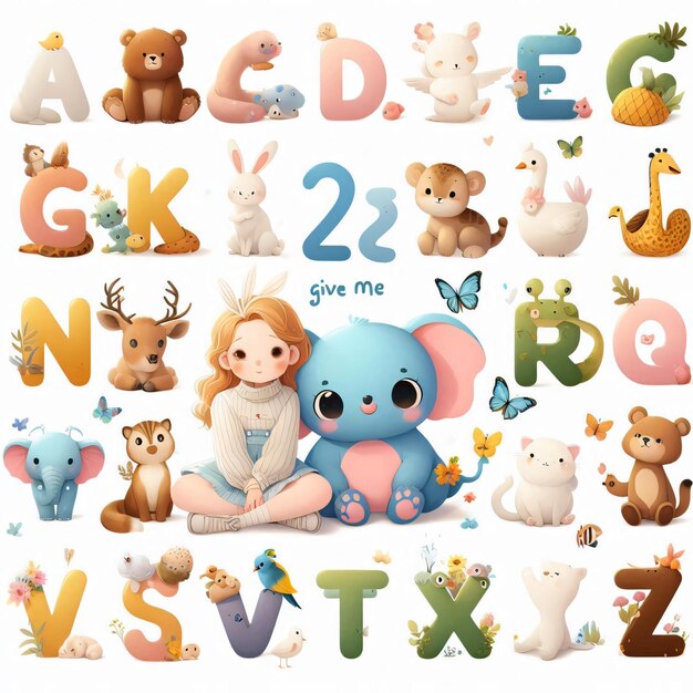 Photo about a stunning and cute alphabet az with animals that presentative of it made for kids