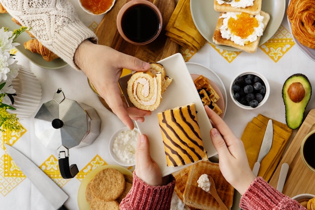 사진 위의 보기 맛있는 음식 배열 정물