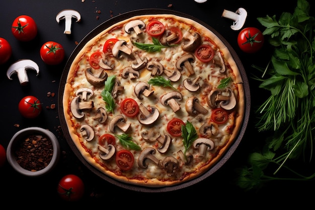 Фото Сверху видна вкусная пицца с грибами.