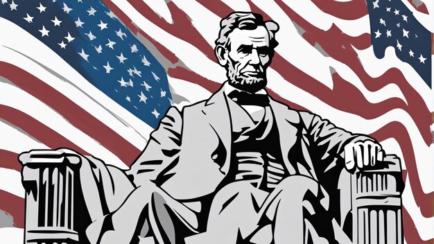 사진 abraham lincoln 미국 국기 디지털 아트