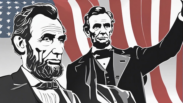 Foto arte digitale della bandiera di abraham lincoln usa