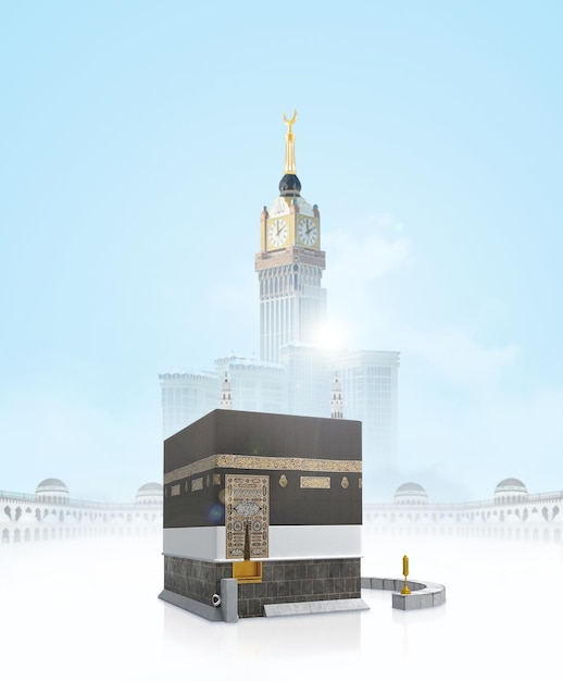 The Abraj AlBait Clock Tower in the background a landmark in Mecca Saudi Arabia