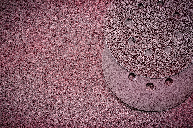 Abrasive discs on glasspaper top view