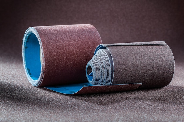 Photo abrasive materials two rolls of sandpaper