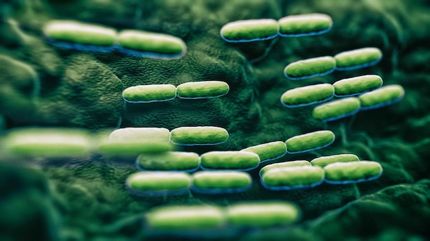 abs Lactobacillus Bulgaricus Bacteria 3d rendered microbiology image Medical research healthcar