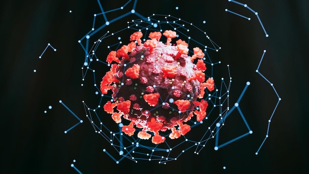 Абс-технология Исследование COVID19 3D-рендеринг изображения Волна пандемии Концепция вирусной инфекции Дельта