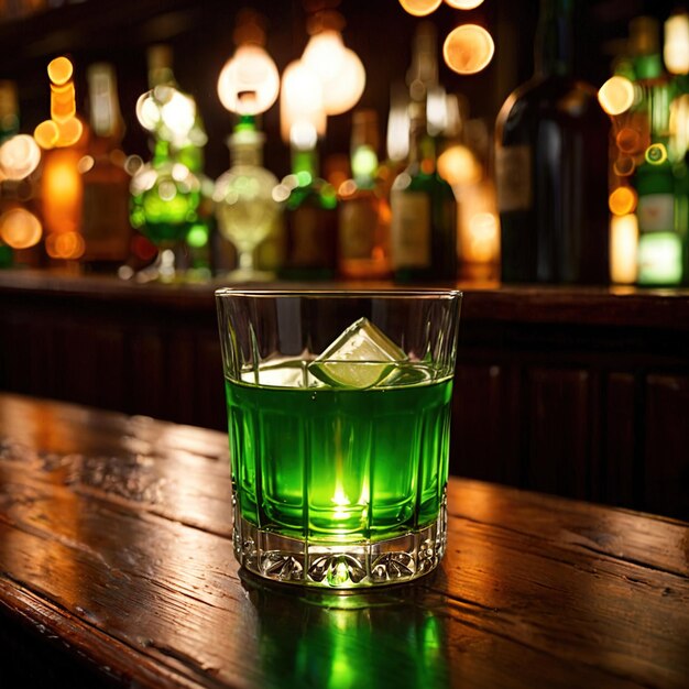 Photo absinthe exotic liquer alcoholic liquor drink in bar pub