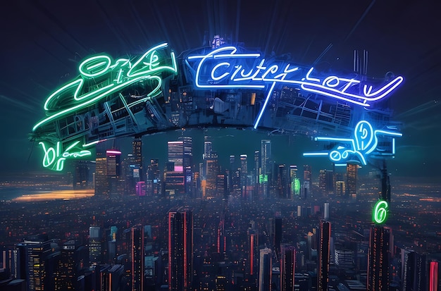 Foto realtà assoluta v16 luci di neon della città